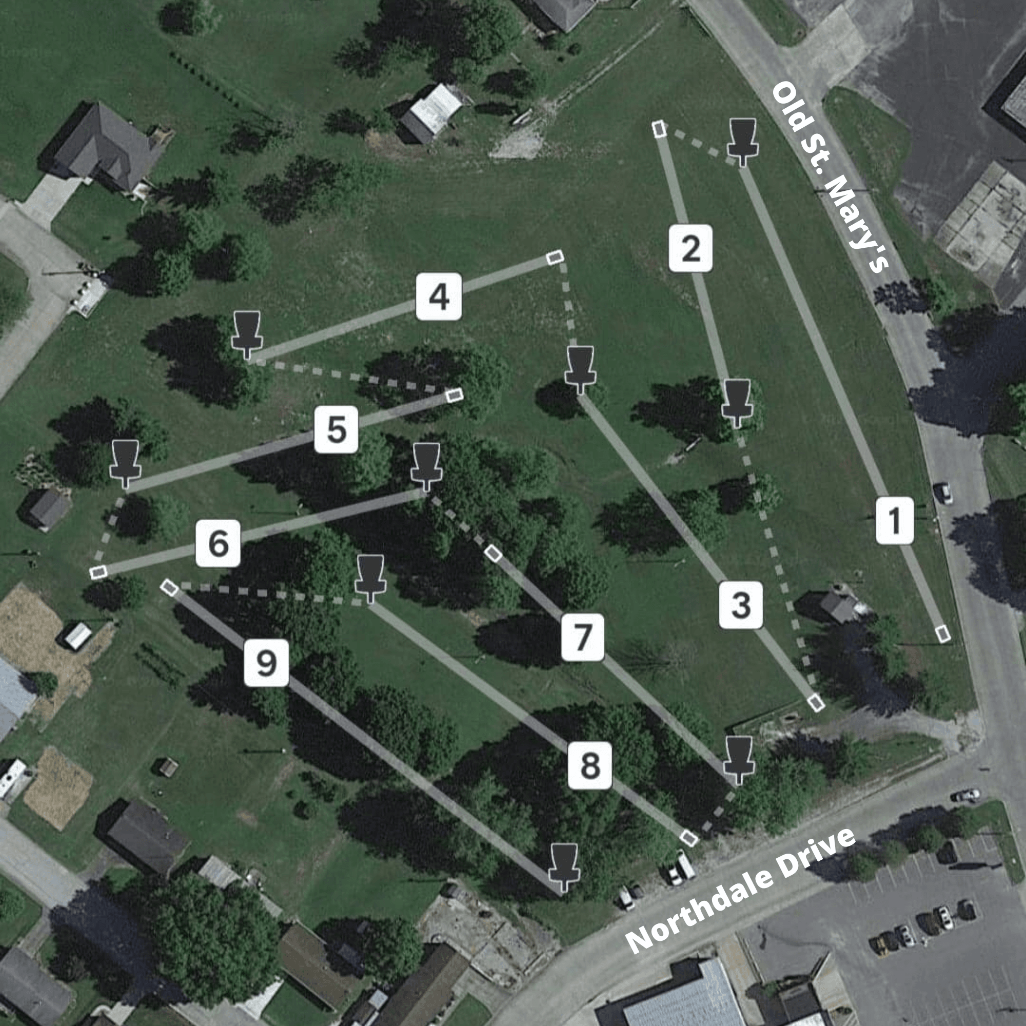 northdale disc golf with streets